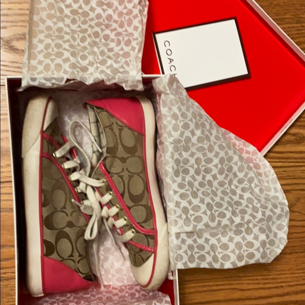 Coach sneakers with pink leather accent